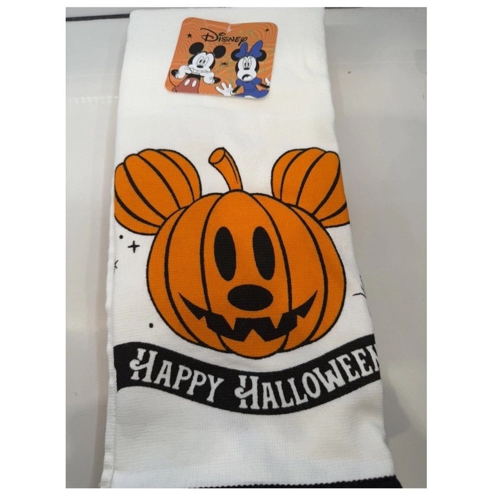 NEW Disney Mickey Mouse Orange Pumpkin Spider 3 pack Halloween Kitchen Towels
